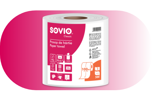 SOVIO Paper towel roll - 100m - 500 sheets