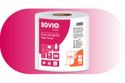 SOVIO Paper towel roll - 100m - 500 sheets