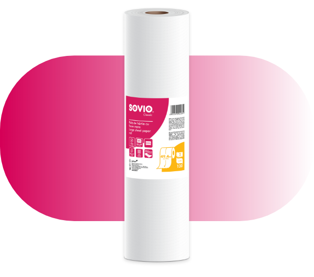 SOVIO Paper Roll for Studio Beds - 49cm x 50m, 130 sheets, 2 layers