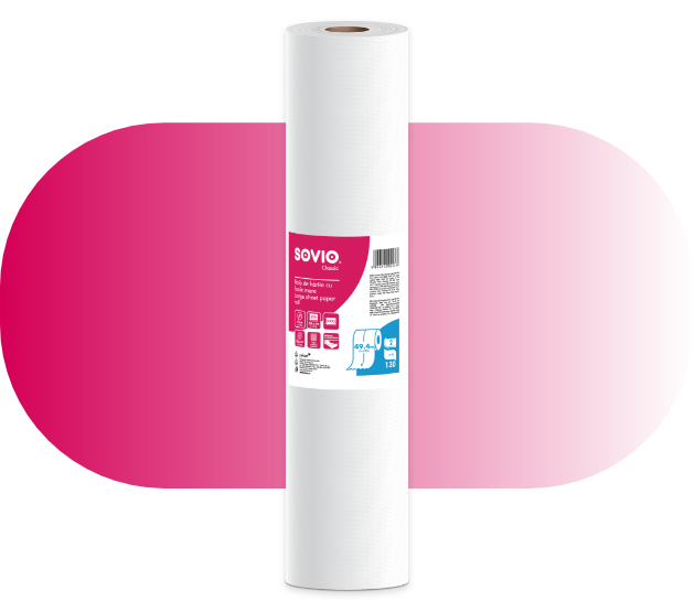 SOVIO Paper Roll for Studio Beds - 59cm x 50m, 130 sheets, 2 layers